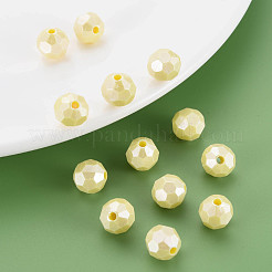 不透明なアクリルビーズ  多面カット  ラウンド  レモンシフォン  9.5mm  穴：2mm  約1050個/500g&nbsp;MACR-S373-69-A04