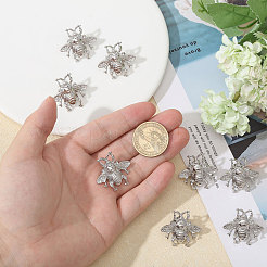 バックパックや服に使える蜂の合金ブローチ12個  プラチナ  27x30x4.5mm&nbsp;JEWB-CA0001-53P