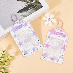 星柄PVCプラスチックフォトカードホルダー2個（2色）  ぶら下げカードプロテクタースリーブ  ボールチェーン付き名刺ホルダー  長方形  ミックスカラー  130x77mm  1pc /カラー&nbsp;AJEW-DJ0005-53