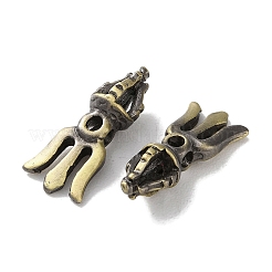 チベットスタイルのブラスビーズ  カドミウムフリー＆鉛フリー  3ヘッドナイフ  アンティークブロンズ  18.5x8.5x6mm  穴：1.8mm&nbsp;KK-M284-62AB