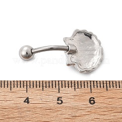 Alloy Enamel Shell Shaped Curved Barbell Belly Rings&nbsp;AJEW-R007-02P