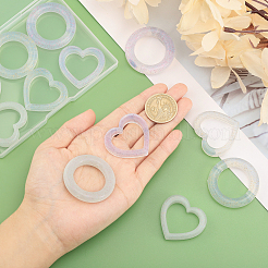 12Pcs 6 Style Heart/Ring Glitter Silicone Beads&nbsp;SIL-CA0002-82