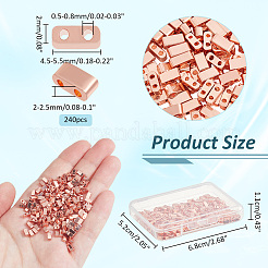 電気メッキガラスシードビーズ240個  2穴  長方形  ローズゴールドメッキ  4.5~5.5x2x2~2.5mm  穴：0.5~0.8mm&nbsp;SEED-NB0002-06A