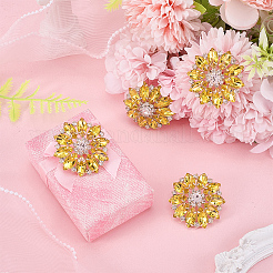 4Pcs Alloy & Glass & Rhinestone Shank Buttons&nbsp;BUTT-FG0001-63A
