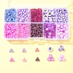 DIY Flat Round & Heart Acrylic & Glass Seed Beads Jewelry Making Findings Kits&nbsp;DIY-FS0006-43D