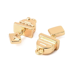 Brass Micro Pave Cubic Zirconia Pendants&nbsp;KK-K351-65G
