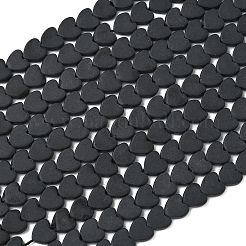 艶消し合成ガラスビーズ連売り  ハート  ブラック  6x6.5x2.5mm  穴：0.8mm  約75~76個/連  15.12''~15.16''（38.4~38.5センチメートル）&nbsp;G-A272-A01-02