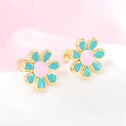 Valentine's Day Brass Stud Earrings&nbsp;EJEW-D359-01G