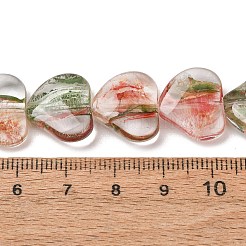 透明な手作りのランプワークビーズ  ハート  カラフル  14x15.5~16x5.5~6.5mm  穴：0.7mm  約24個/連  13.15~13.23''（33.4~33.6センチメートル）&nbsp;LA-CBAF0C8-01F