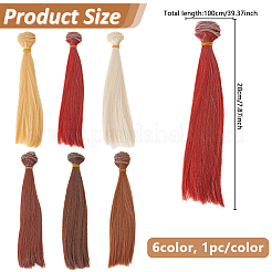 6Pcs 6 Colors Plastic Doll Wig Hair&nbsp;AJEW-DC0002-11