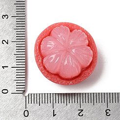 フルーツテーマの不透明樹脂カボション  ピンク  マンゴスチン  24x15.5mm&nbsp;RESI-C079-02C