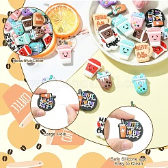 24個 12種類の漫画風ドリンク型シリコンビーズ  ミックスカラー  27~30x17~31.5x6.5~10.5mm  穴：2.5mm  2個/スタイル&nbsp;PVC-YW0001-04