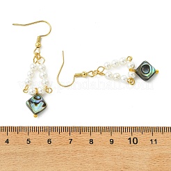パウアシェルダングルピアス  304ステンレススチールフック付き  三角形  ゴールドカラー  51x15mm&nbsp;EJEW-JE07179-01
