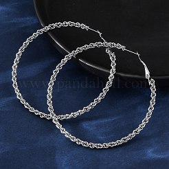 304ステンレススチールフープピアス  ツイストリング  ステンレス鋼色  66x3mm&nbsp;EJEW-S250-02A-P