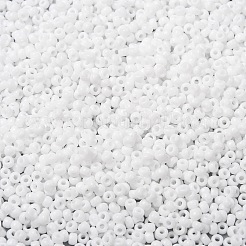 MIYUKIラウンドロカイユビーズ  日本製シードビーズ  （rr402)白  8/0  3mm  穴：1mm  約2111~2277個/50g&nbsp;SEED-X0055-RR0402