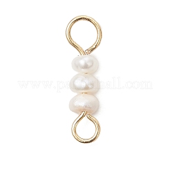 Natural Freshwater Pearl Rondelle Beaded Connector Charms&nbsp;PALLOY-JF05011-01