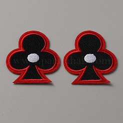 トランプのテーマ刺繍ポリエステル布パッチ  アップリケパッチ  ミシンクラフト装飾  クラブ  54x49x1.5mm&nbsp;PATC-WH0001-106C