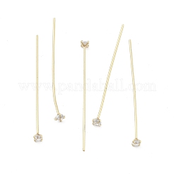 真鍮マイクロパヴェクリアキュービックジルコニアヘッドピン  14KGP本金メッキ  42.5x3x3mm&nbsp;LS-KK-M306-09G-02