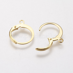 304ステンレススチールフレンチフックピアス金具  カン付き  18KGP本金メッキ  14.5x12x2mm  穴：1.2mm&nbsp;STAS-F141-02G