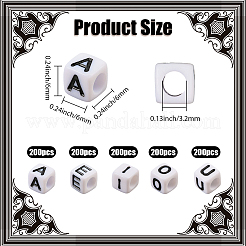 1000Pcs 5 Styles Acrylic Horizontal Hole Letter Beads&nbsp;MACR-PA0001-34