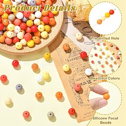 300Pcs Round Food Grade Eco-Friendly Silicone Focal Beads&nbsp;SIL-CJC0004-08A-1