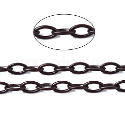 手作りの不透明アクリルアズキチェーン  オーバル  ココナッツブラウン  13x8x2mm&nbsp;KY-N014-001B