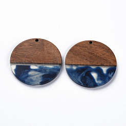 Transparent Resin & Walnut Wood Pendants&nbsp;RESI-T035-35C