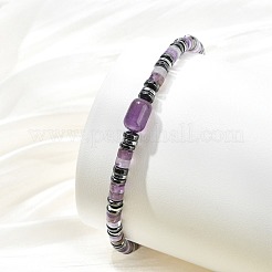 Non-magnetic Synthetic Hematite & Natural Gemstone Beads Stretch Bracelets for Women Men&nbsp;BJEW-JB13808
