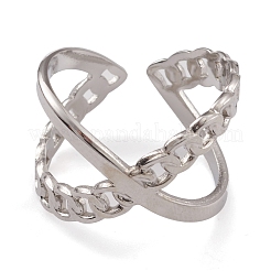Non-Tarnish 304 Stainless Steel Criss Cross Open Cuff Rings for Women&nbsp;LS-RJEW-G285-72P