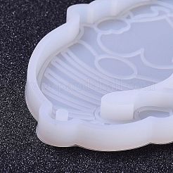 バレンタインデーのテーマDIYペンダントシリコンモールド  レジン型  UVレジン用  エポキシ樹脂工芸品作り  心のこもった小人  ホワイト  76x50.5x6mm  穴：2.5mm  内径：67x32.5mm&nbsp;DIY-A021-03
