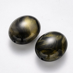 天然石風アクリルビーズ  グリッターパウダー付き  オーバル  ブラック  28.5x23.5x14.5mm  穴：2mm  約80個/500g&nbsp;OACR-R075-08C