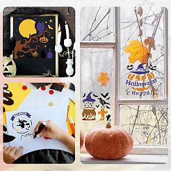 ハロウィーン 16 個 16 スタイル ペット プラスチック中空アウト描画絵画ステンシル テンプレート  ハロウィーンをテーマにした模様の正方形  ハロウィーン模様  130x130x0.1mm  1個/スタイル&nbsp;DIY-WH0349-58