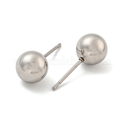 Tarnish Resistant 304 Stainless Steel with 201 Stainless Steel Smooth Round Ball Stud Earring Findings&nbsp;STAS-O004-08F-P