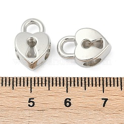 CCBプラスチックヨーロピアンビーズ  大穴ビーズ  ハートロック  プラチナ  15.5x10.5x6.5mm  穴：4.5x4.5mm&nbsp;CCB-D278-26P