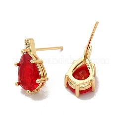 Cubic Zirconia Teardrop Stud Earrings&nbsp;EJEW-C057-13G