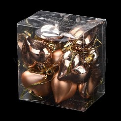 バレンタインデー電気メッキプラスチックハートペンダント装飾  ナイロンロープクリスマスツリー吊り下げ飾り  ダークサーモン  150mm  12個/箱&nbsp;KY-D020-02D