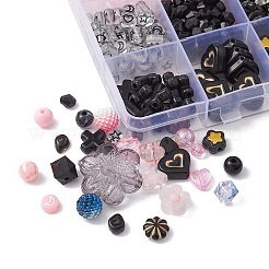 DIYブレスレット作りキット  アクリルビーズ入り  弾性ストリング  バイコーン＆ハート＆ポリゴン＆ランタン＆スター＆キューブ＆フラワー  ミックスカラー  6~26x0.8~23x0.8~11.5mm  穴：1~2.5mm  688個/セット&nbsp;DIY-FS0005-14