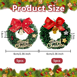 10Pcs 2 Styles Plastic Christmas Wreaths&nbsp;AJEW-OC0014-73