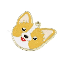 合金エナメルチャーム  犬チャーム  ゴールドカラー  砂茶色  24x27x1.5mm  穴：1.8mm&nbsp;ENAM-I066-01G-08