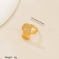 Geometric Hollow Brass Adjustable Open Cuff Rings for Women&nbsp;RI7921