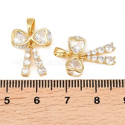 真鍮マイクロパヴェクリアキュービックジルコニアペンダント  ちょう結びのチャーム  ゴールドカラー  17.5x14x4mm  穴：5x2.5mm&nbsp;KK-H262-05G