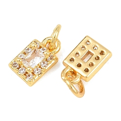 真鍮製マイクロパヴェキュービックジルコニアチャーム  長方形チャーム  鉛フリー＆カドミウムフリー  ラックめっき  長持ちメッキ  18KGP本金メッキ  8x4.5x2.5mm  丸カン：4x0.7ミリ  内径：2.5mm&nbsp;KK-F927-21G