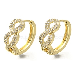Brass Clear Cubic Zirconia Hoop Earrings&nbsp;EJEW-M047-25G