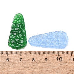 染色された天然水晶の彫刻ペンダント  花柄のティアドロップ型チャーム  ミックスカラー  31~32x14~15x2~3mm  穴：0.7~0.8mm&nbsp;GG-CBA0022-12