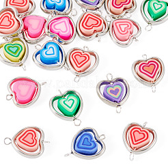 20Pcs Polymer Clay Heart & CCB Heart Frame Links Connector Charms&nbsp;CLAY-TADJ0001-04