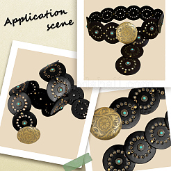 Vintage Alloy & Synthetic Turquoise & PU Leather Disc Coin Waist Belts for Men&nbsp;AJEW-WH0816-102AB-A-01