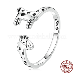 キリン 925 スターリングシルバー 調節可能なカフリング 女性用  アンティークシルバー  8mm  内径: 調節可能&nbsp;FS-WG500B7-01