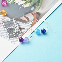 Natural Dyed Malaysia Jade Bead Hoop Earrings for Girl Women&nbsp;EJEW-JE04632-01