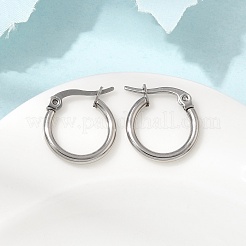 女性用304ステンレスフープピアス  ステンレス鋼色  16x2mm&nbsp;EJEW-K334-02P