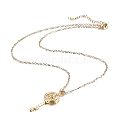 Brass Micro Pave Clear Cubic Zirconia Pendant Necklaces&nbsp;NJEW-H100-12G